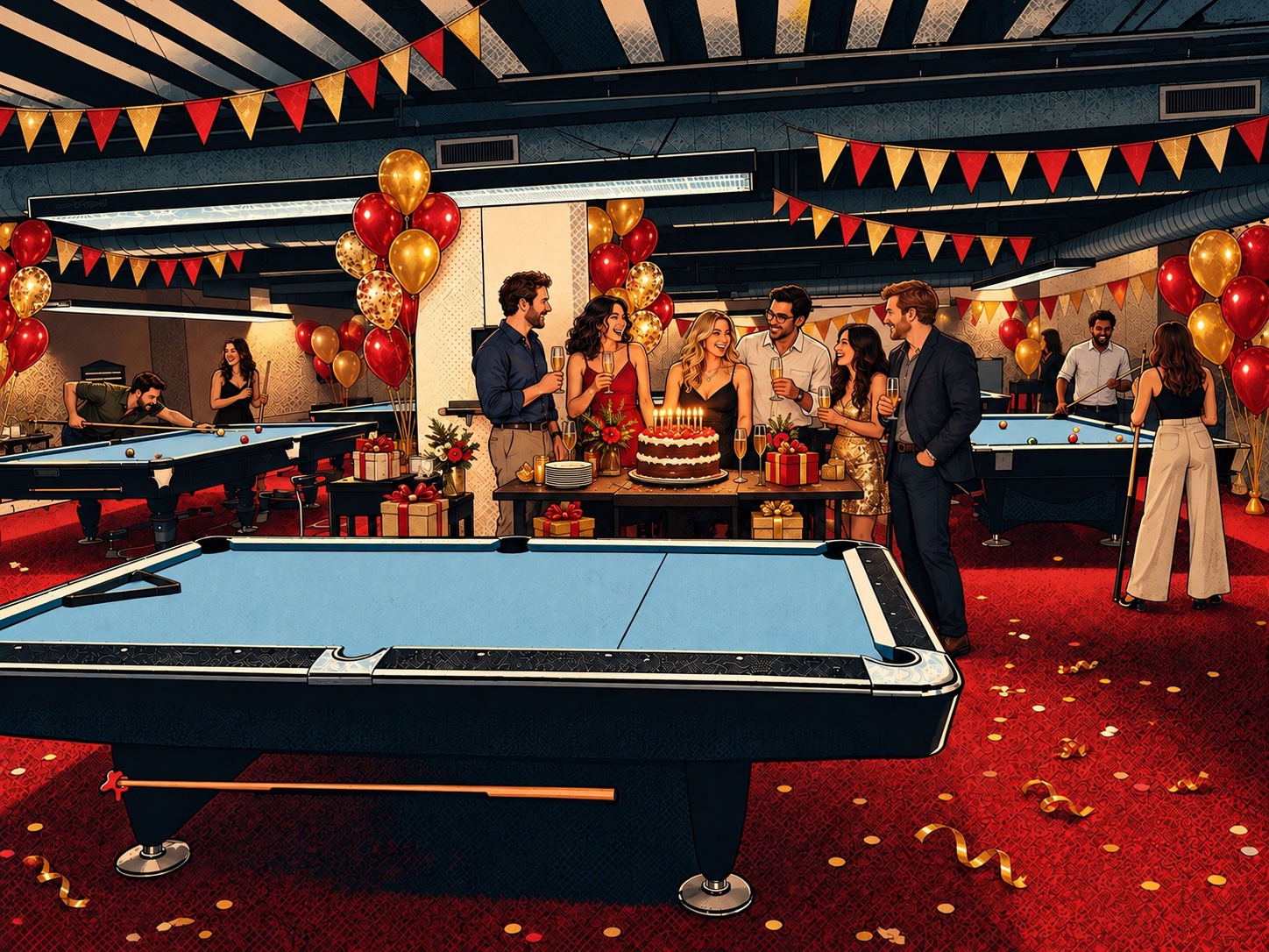 Geburtstagsdekoration mit Ballons und Kuchen im WESTAST