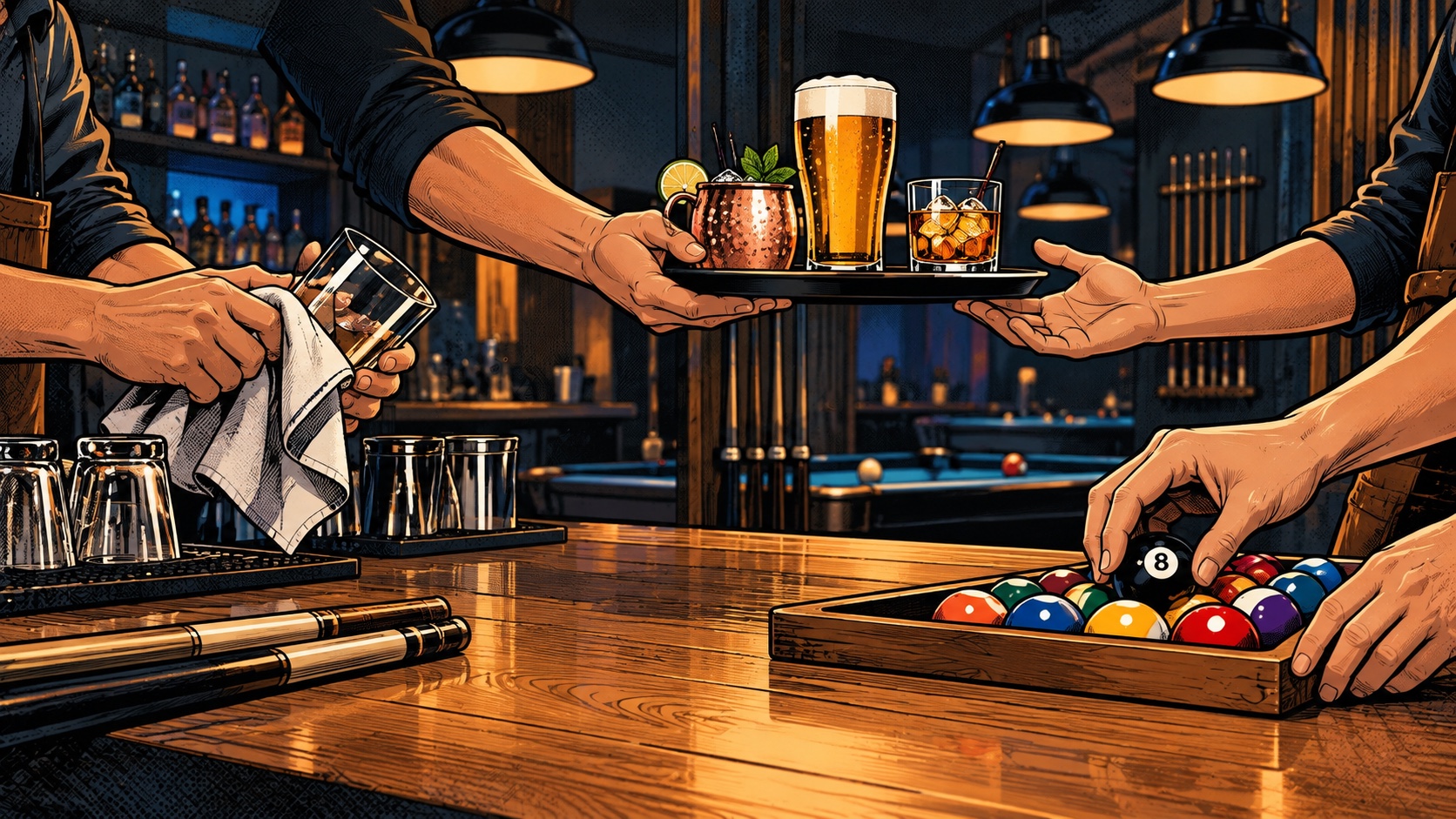Comic-Illustration: Zusammenarbeit an der WESTAST-Bar
